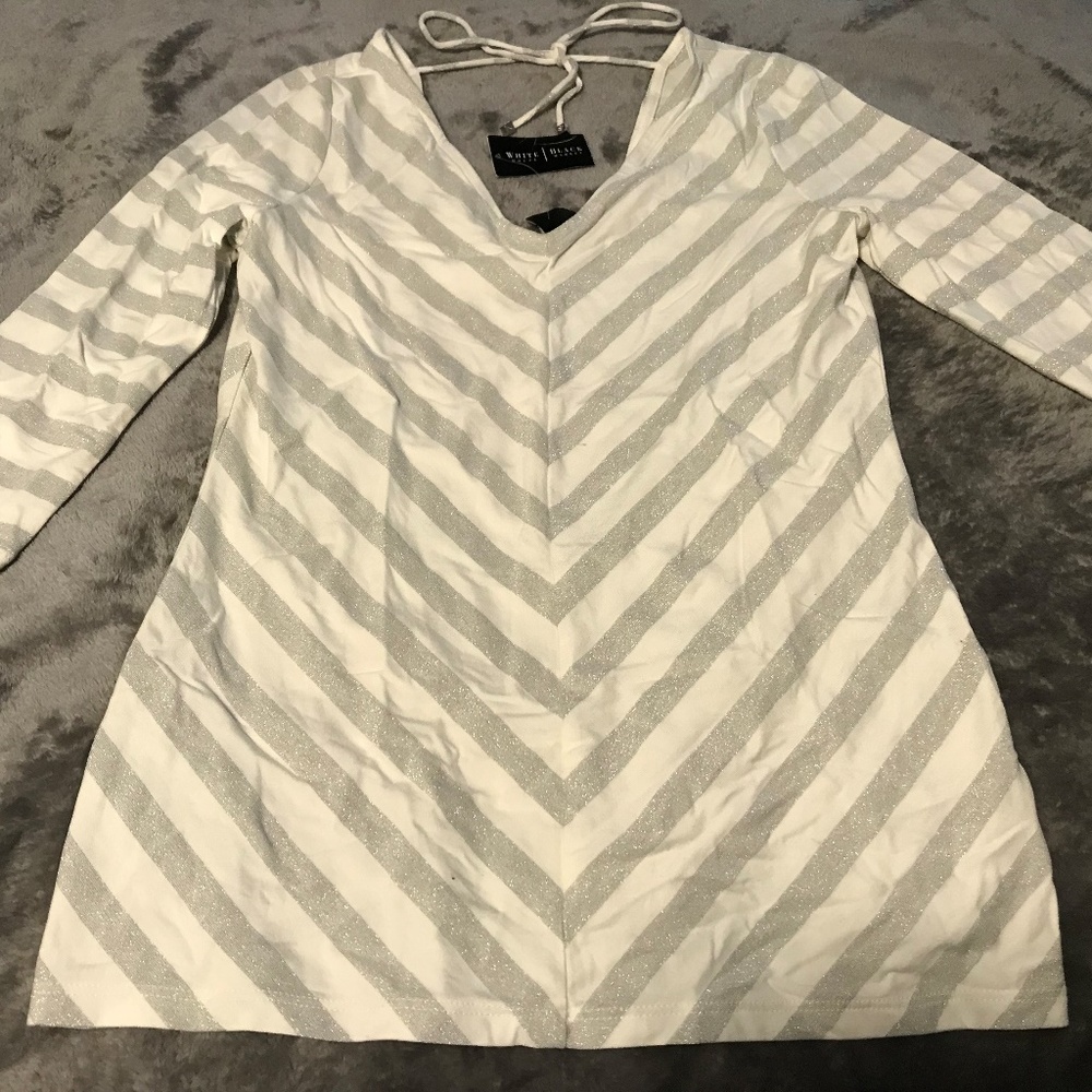 Fun Off White & Siver Sparkle Top